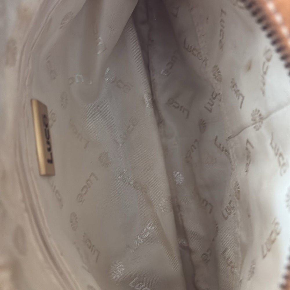 Luce leather hobo handbag, front pockets , back zip pouch, tan color - Picture 8 of 10